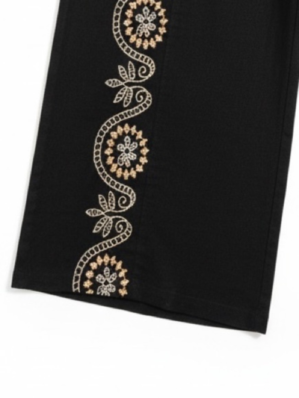 Johnny Was Los Angeles Linen Wide Leg Embroidered Pants Black Size Large - Picture 9 of 10